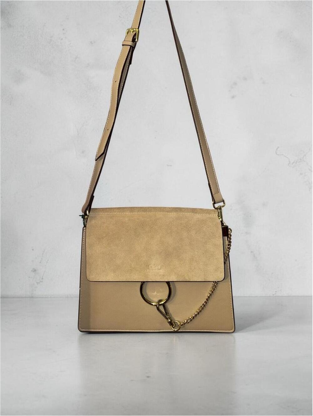 Chloé Faye Medium Shoulder/Crossbody Bag Taupe Greige